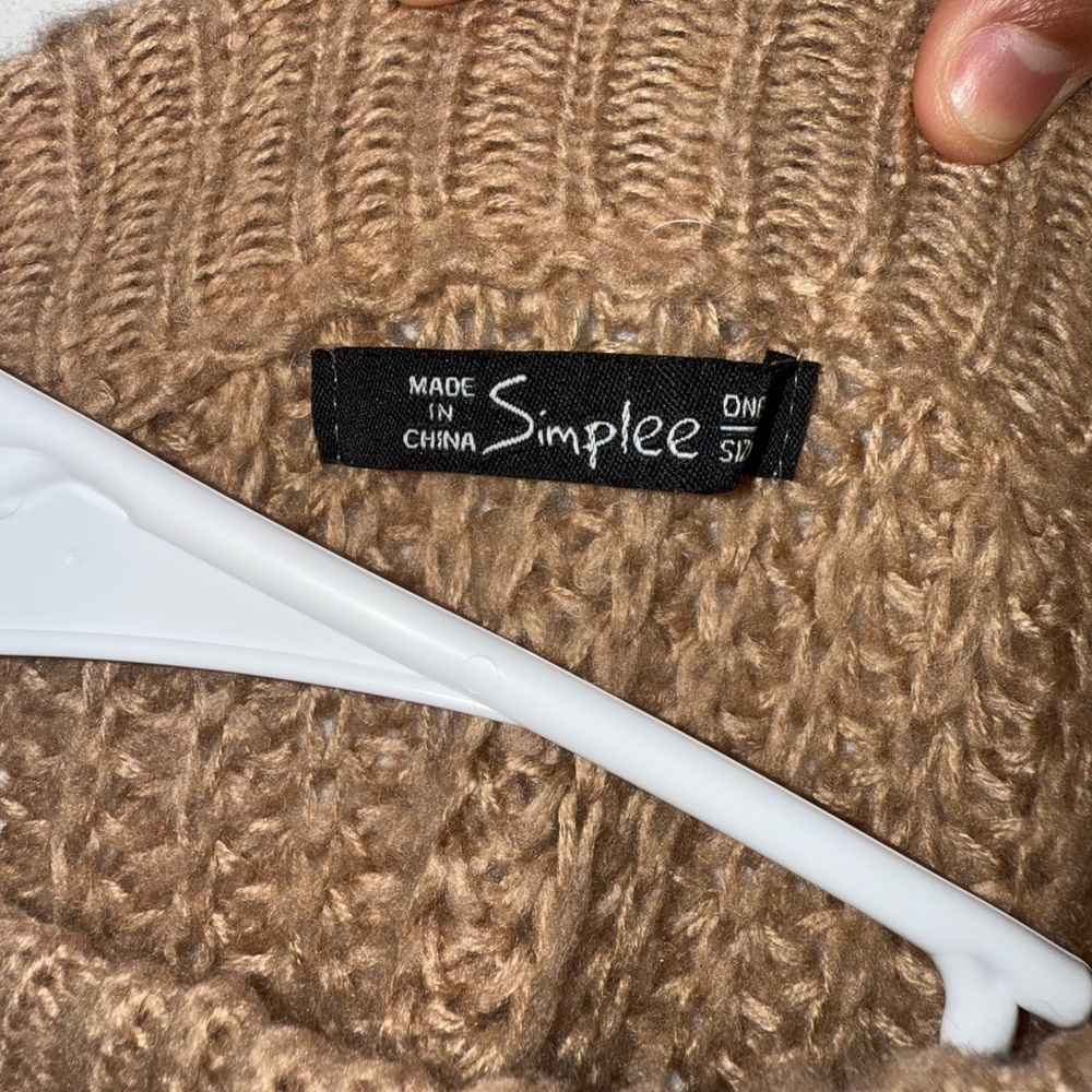 Batwing Sleeves Brown Knit Sweater - Picture 4 of 4